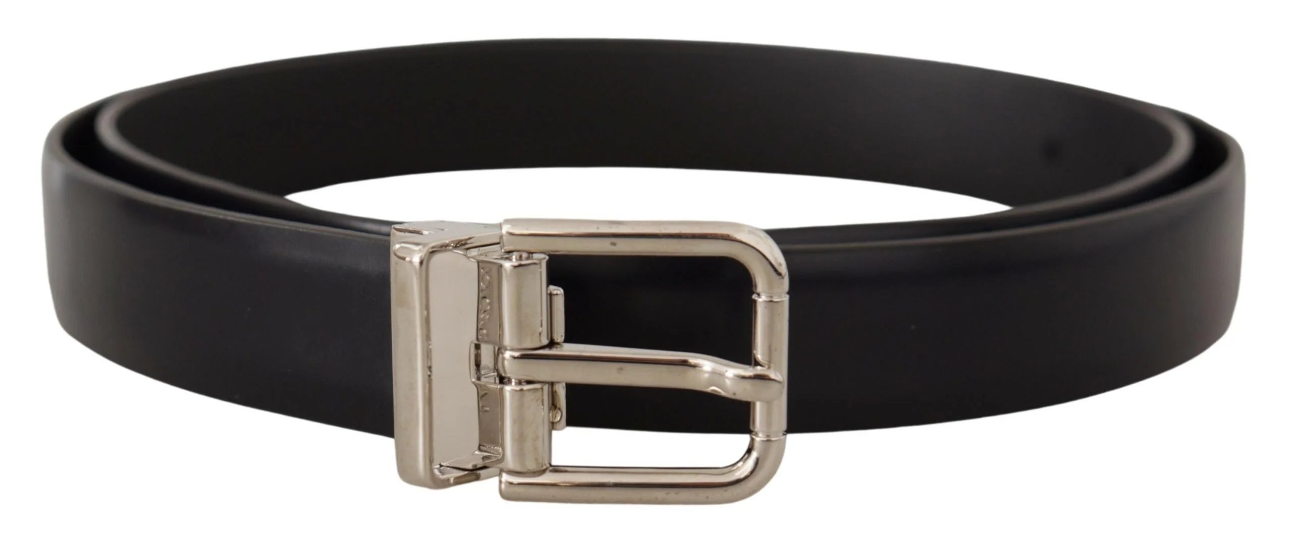 Dolce & Gabbana Black Calf Leather Classic Logo Metal Buckle Belt - 100 cm / 40 Inches - Belts