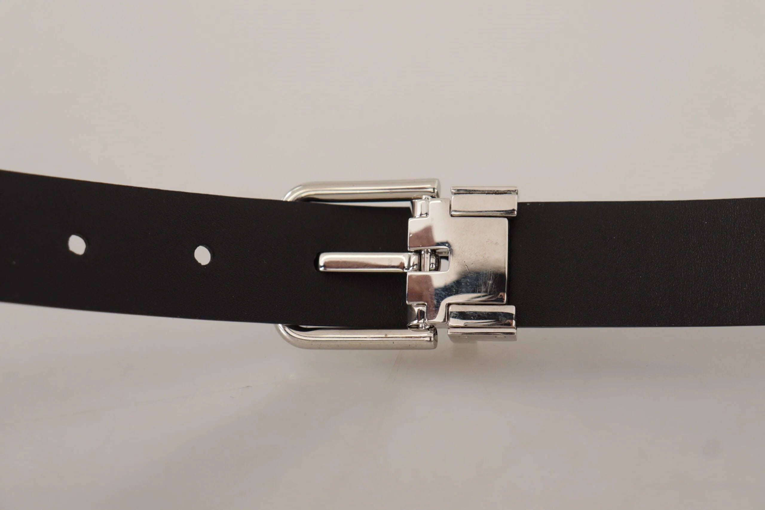 Dolce & Gabbana Black Calf Leather Classic Logo Metal Buckle Belt - 100 cm / 40 Inches - Belts
