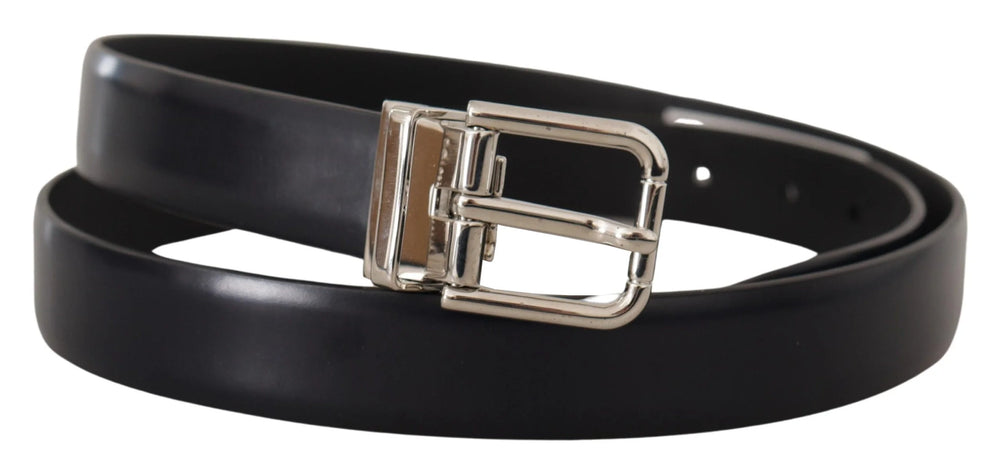 Dolce & Gabbana Black Calf Leather Classic Logo Metal Buckle Belt - 100 cm / 40 Inches - Belts