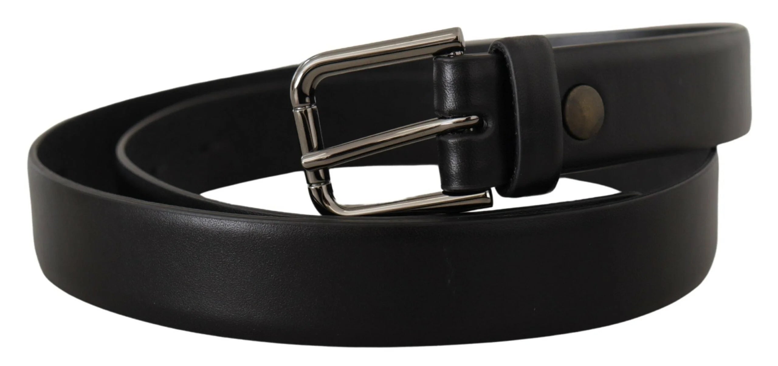 Dolce & Gabbana Black Calf Leather Classic Logo Metal Buckle Belt - 80 cm / 32 Inches - Belts