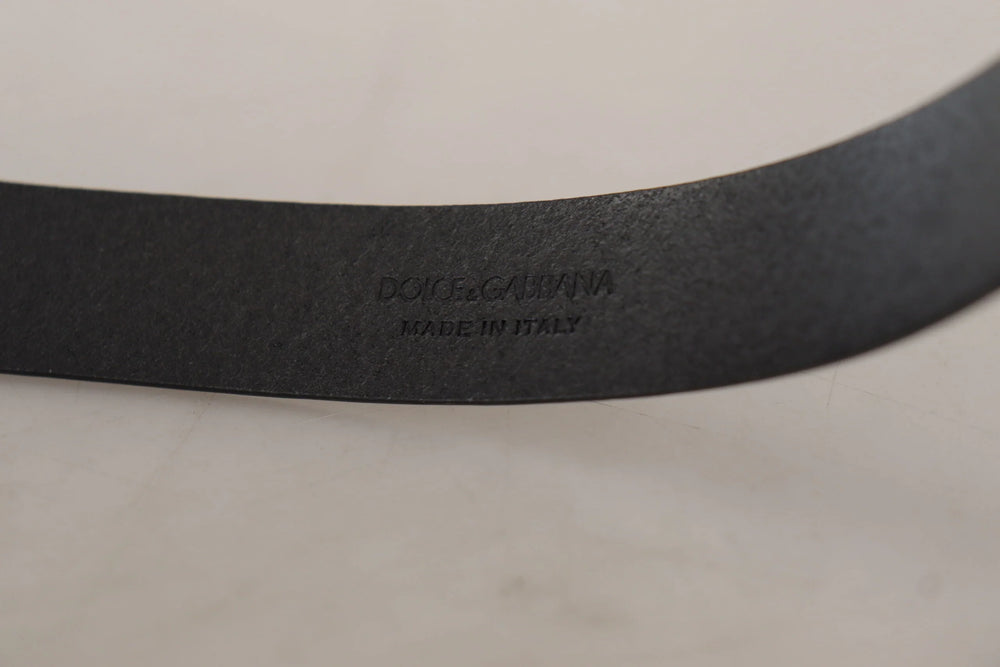 Dolce & Gabbana Black Calf Leather Classic Logo Metal Buckle Belt - 80 cm / 32 Inches - Belts