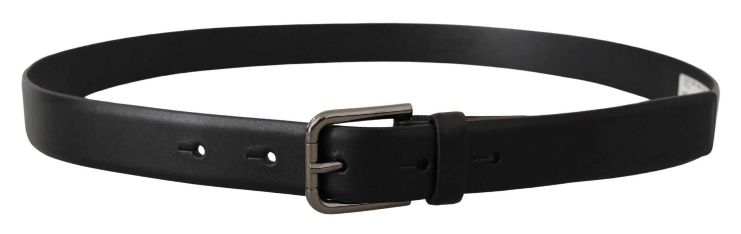Dolce & Gabbana Black Calf Leather Classic Logo Metal Buckle Belt - 80 cm / 32 Inches - Belts