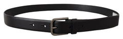 Dolce & Gabbana Black Calf Leather Classic Logo Metal Buckle Belt - 80 cm / 32 Inches - Belts