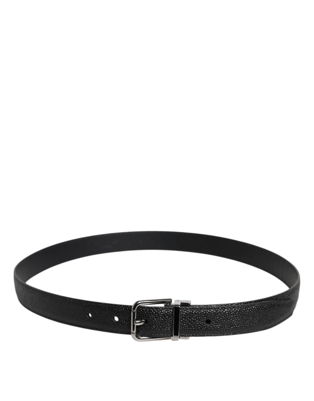 Dolce & Gabbana Black Calf Leather Classic Metal Buckle Belt - Belts