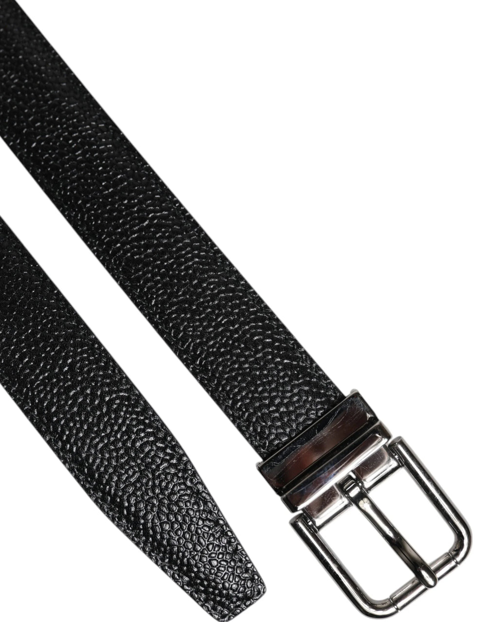 Dolce & Gabbana Black Calf Leather Classic Metal Buckle Belt - Belts