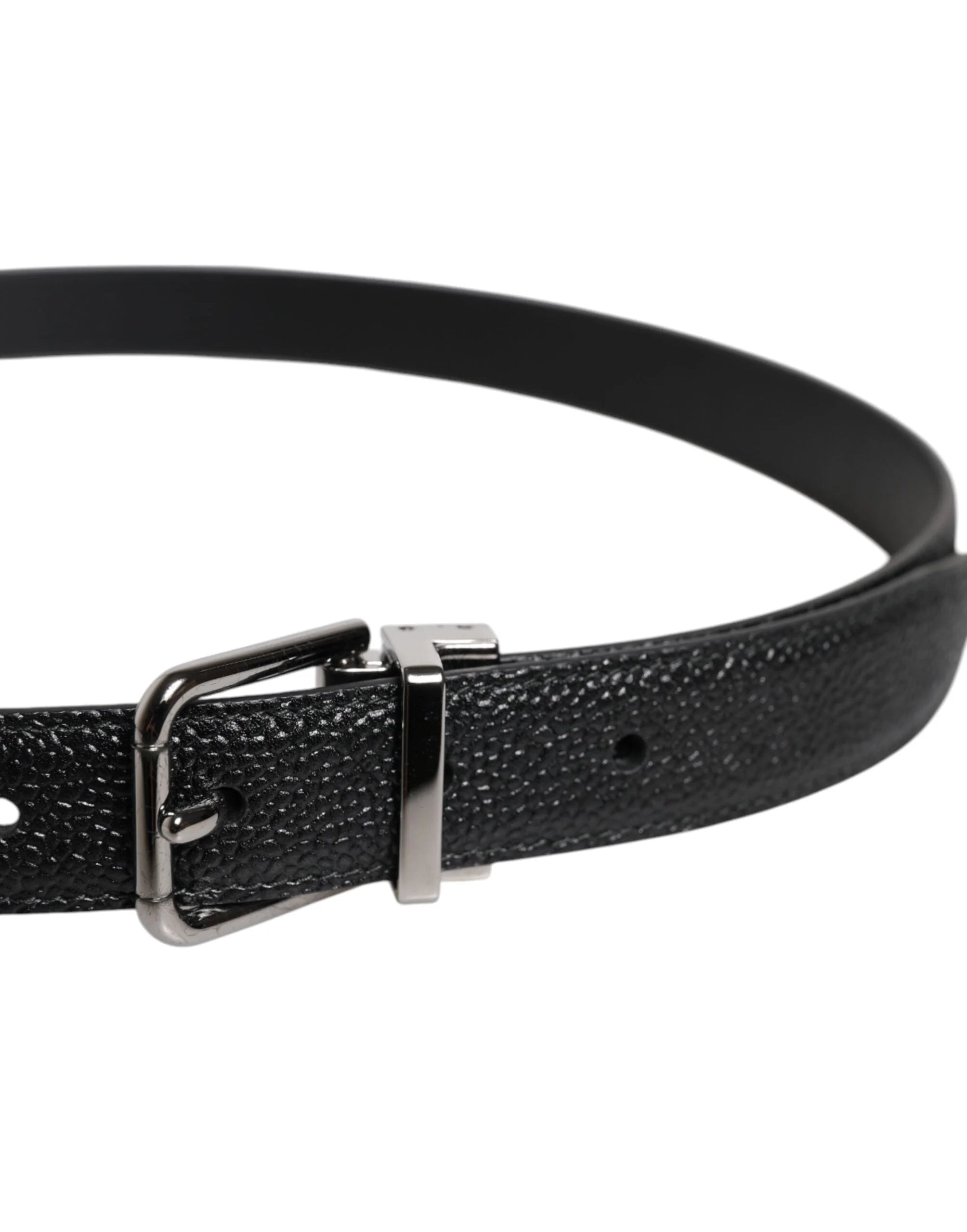 Dolce & Gabbana Black Calf Leather Classic Metal Buckle Belt - Belts