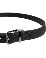 Dolce & Gabbana Black Calf Leather Classic Metal Buckle Belt - Belts