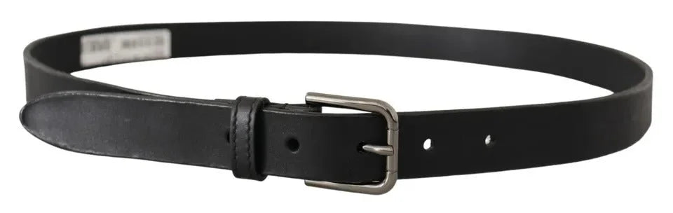 Dolce & Gabbana Black Calf Leather Classic Metal Logo Buckle Belt - 90 cm / 36 Inches - Belts