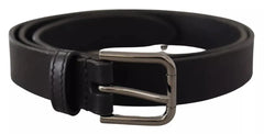 Dolce & Gabbana Black Calf Leather Classic Metal Logo Buckle Belt - 90 cm / 36 Inches - Belts