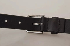 Dolce & Gabbana Black Calf Leather Classic Metal Logo Buckle Belt - 90 cm / 36 Inches - Belts