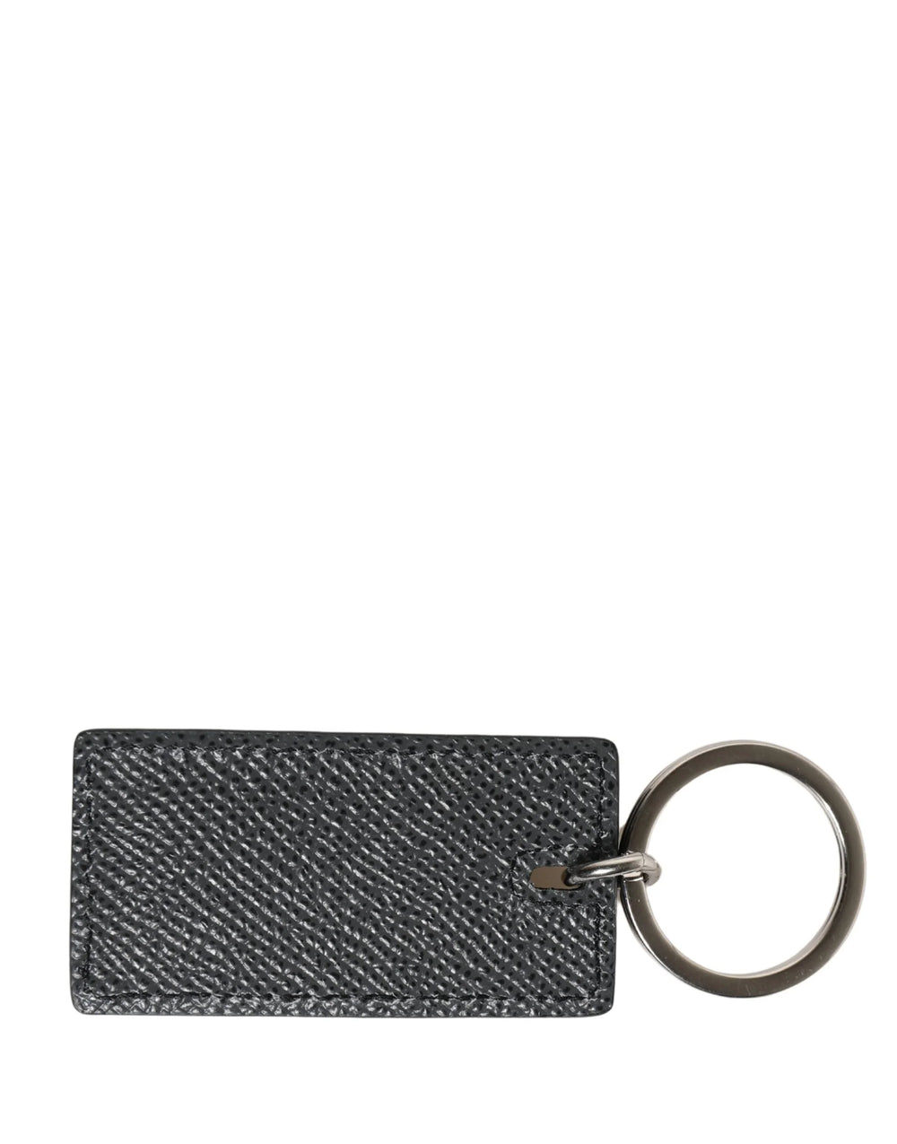 Dolce & Gabbana Black Calf Leather D&G Logo Metal Ring Keyring Keychain