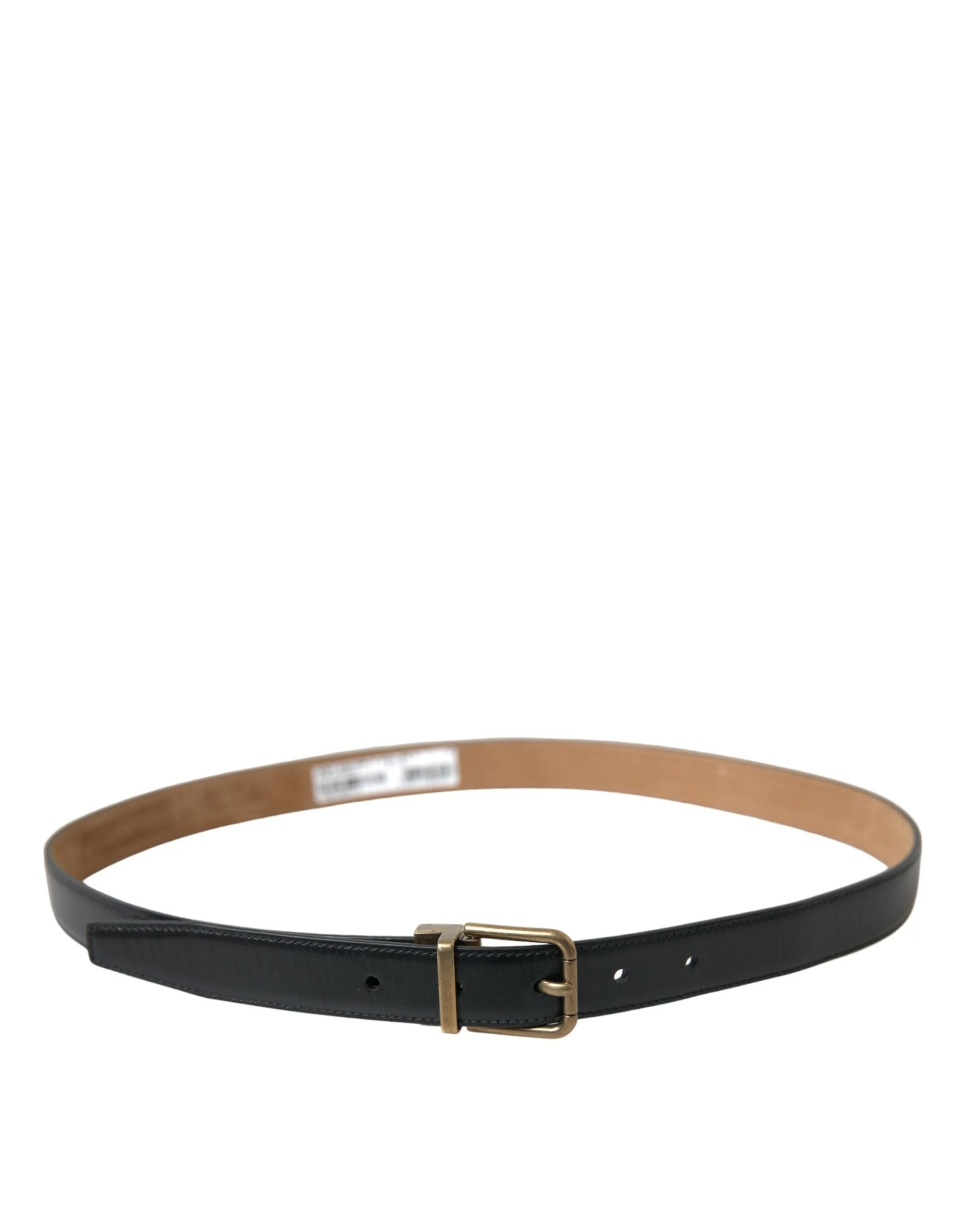 Dolce & Gabbana Black Calf Leather Gold Metal Buckle Belt - 90 cm / 36 Inches - Belts