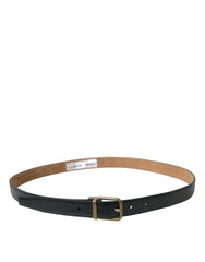 Dolce & Gabbana Black Calf Leather Gold Metal Buckle Belt - 90 cm / 36 Inches - Belts