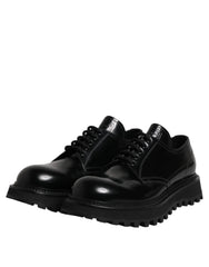 Dolce & Gabbana Black Calf Leather Hi-Trekking Derby Shoes - EU45/US12