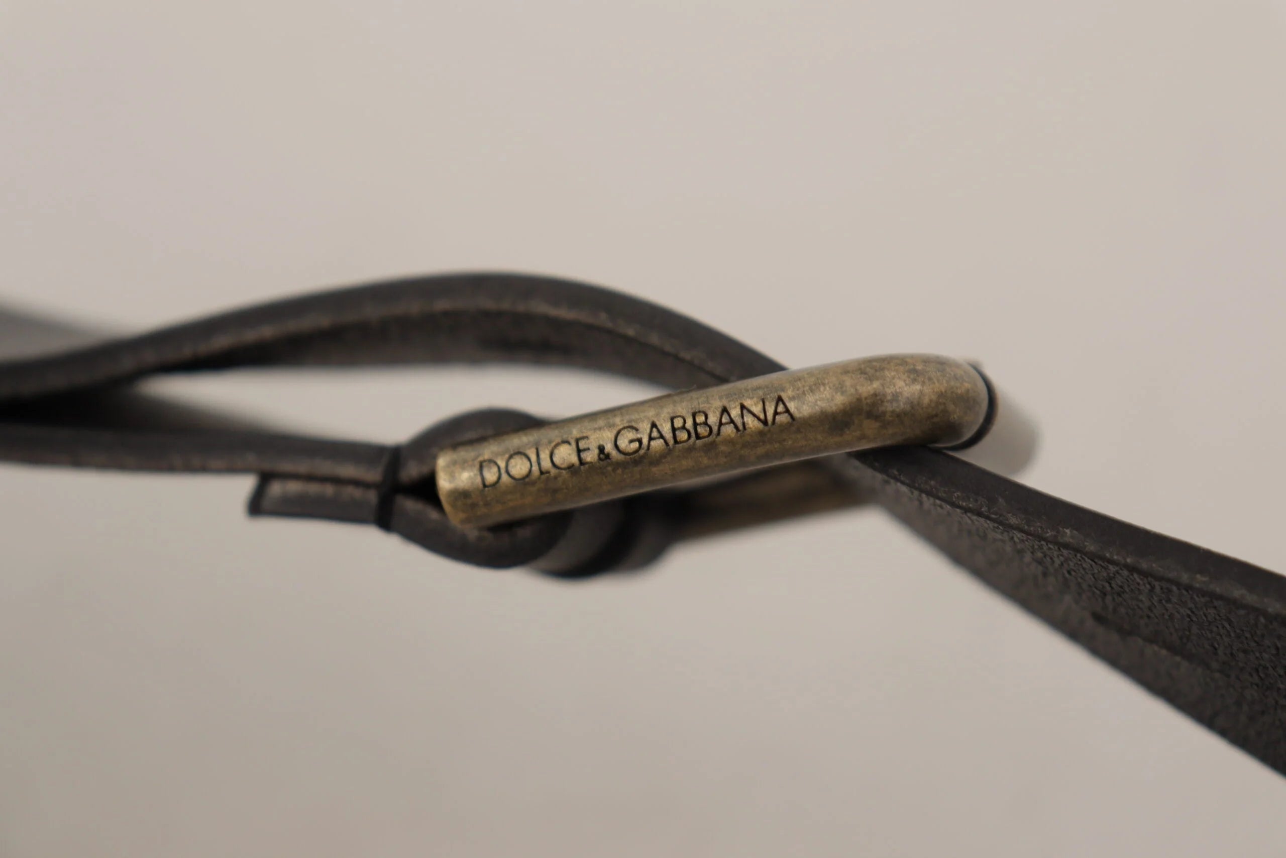 Dolce & Gabbana Black Calf Leather Logo Brass Metal Buckle Belt - 90 cm / 36 Inches - Belts