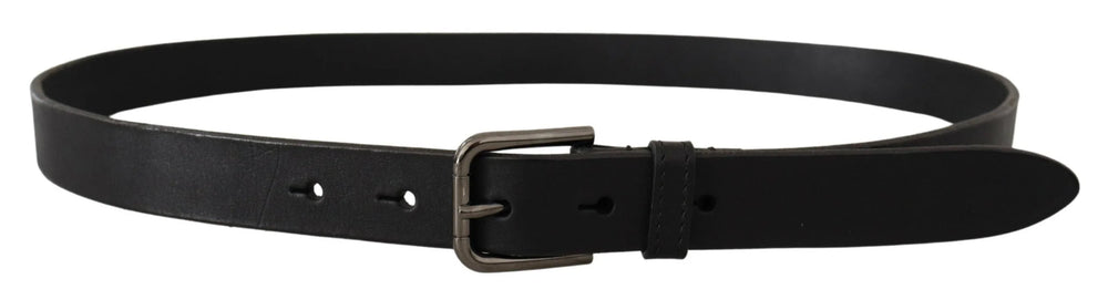 Dolce & Gabbana Black Calf Leather Logo Engraved Metal Buckle Belt - 90 cm / 36 Inches - Belts