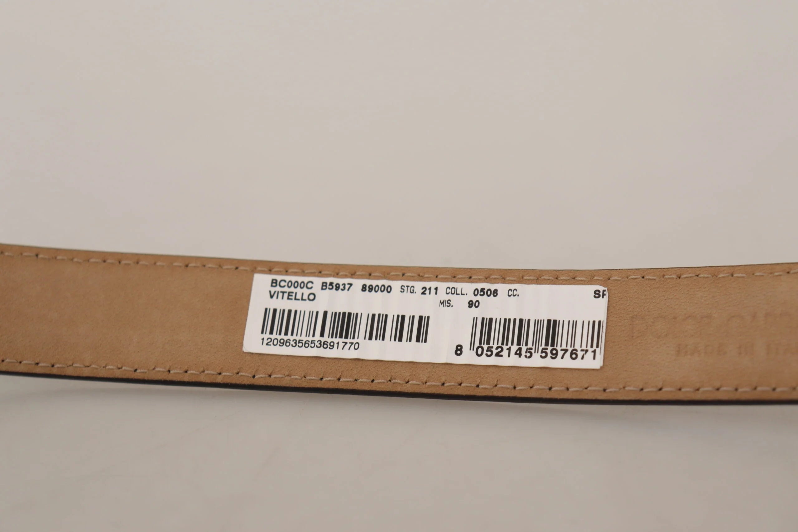 Dolce & Gabbana Black Calf Leather Logo Engraved Metal Buckle Belt - 90 cm / 36 Inches - Belts