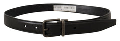 Dolce & Gabbana Black Calf Leather Logo Metal Buckle Belt - Belts