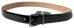 Dolce & Gabbana Black Calf Leather Metal Buckle Men Belt - 75 cm / 29,5 Inches - Belts