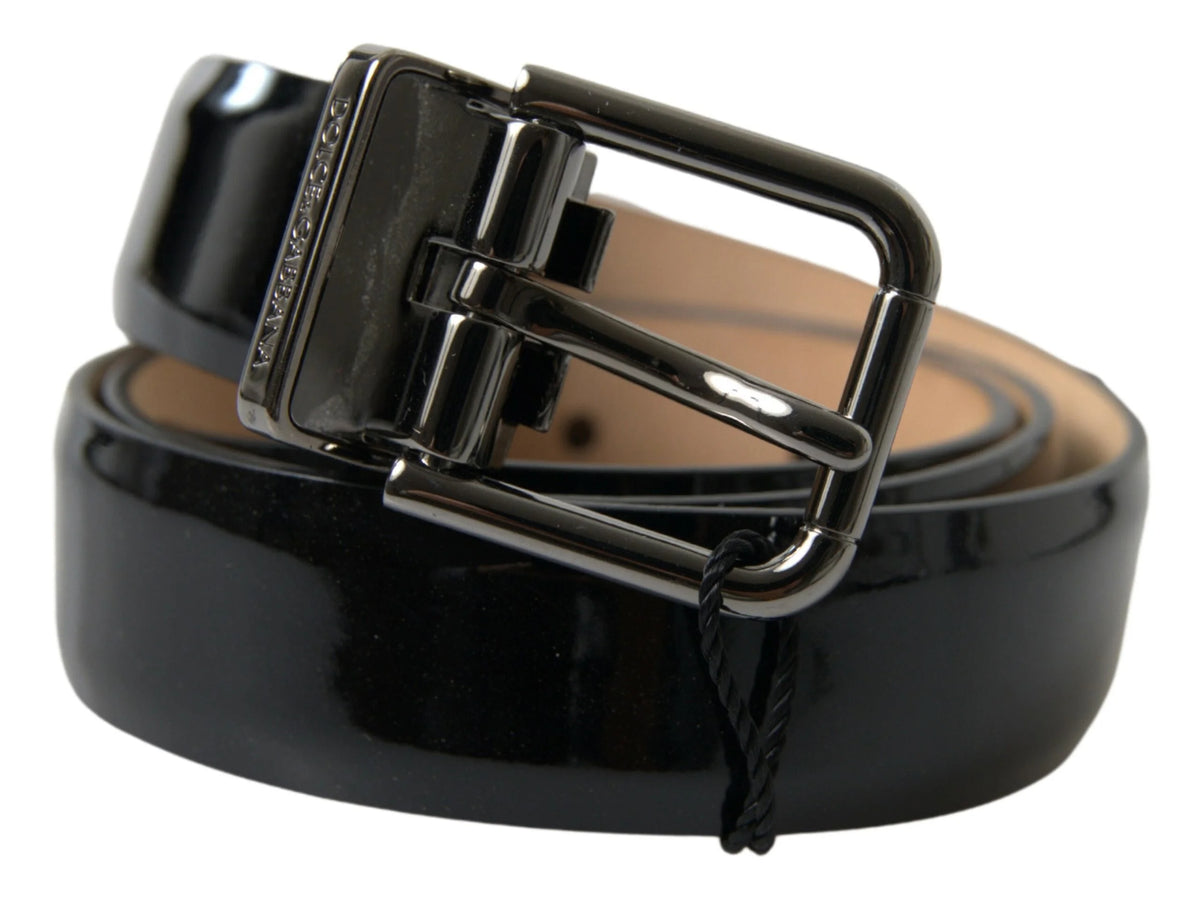 Dolce & Gabbana Black Calf Leather Metal Buckle Men Belt - 75 cm / 29,5 Inches - Belts