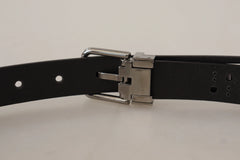 Dolce & Gabbana Black Calf Leather Perforated Metal Buckle Belt - 90 cm / 36 Inches - Belts