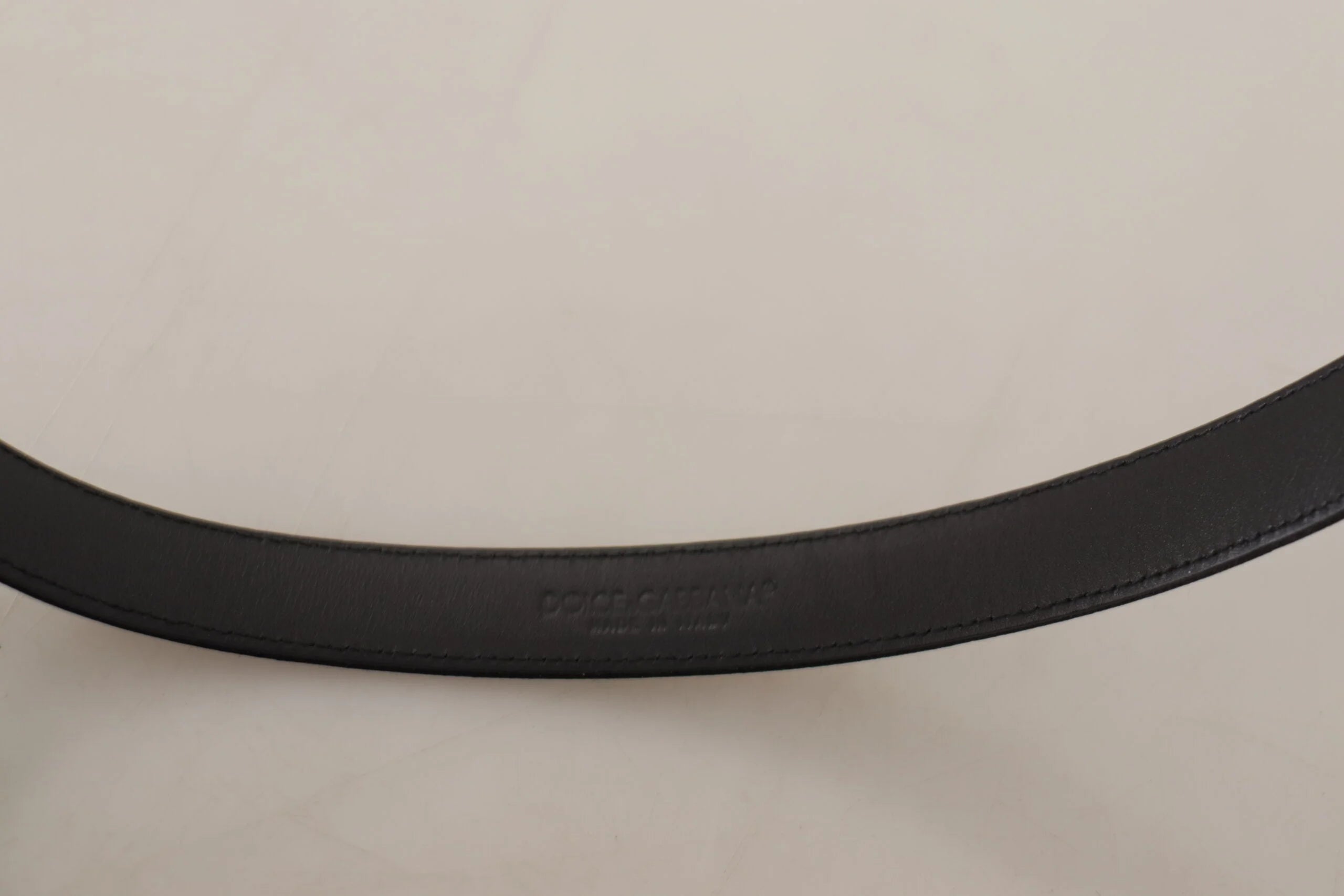 Dolce & Gabbana Black Calf Leather Silver Logo Metal Buckle Belt - 80 cm / 32 Inches - Belts