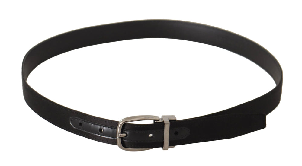 Dolce & Gabbana Black Calf Leather Silver Logo Metal Buckle Belt - 80 cm / 32 Inches - Belts