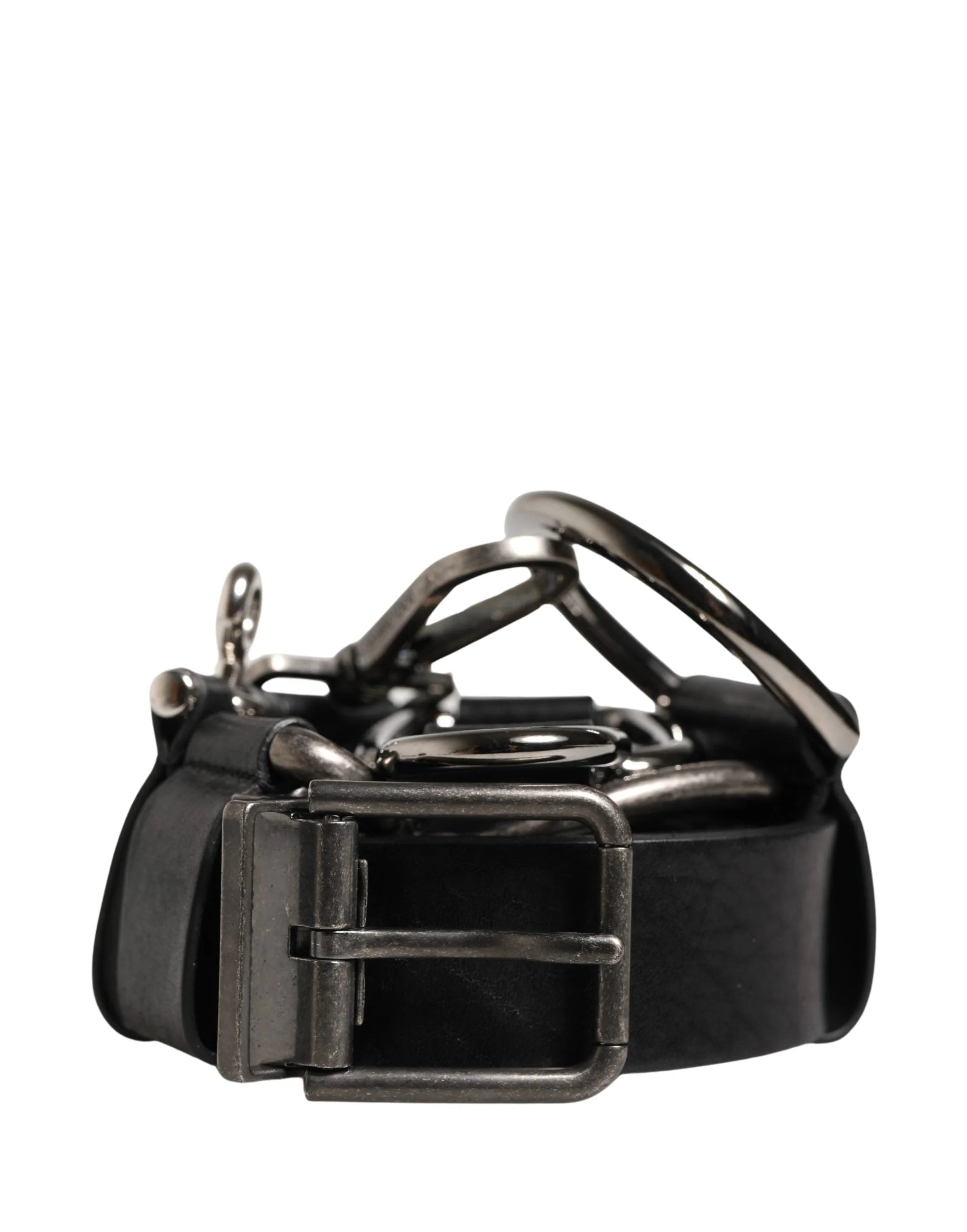 Dolce & Gabbana Black Calf Leather Silver Metal Buckle Belt - 85 cm / 34 Inches
