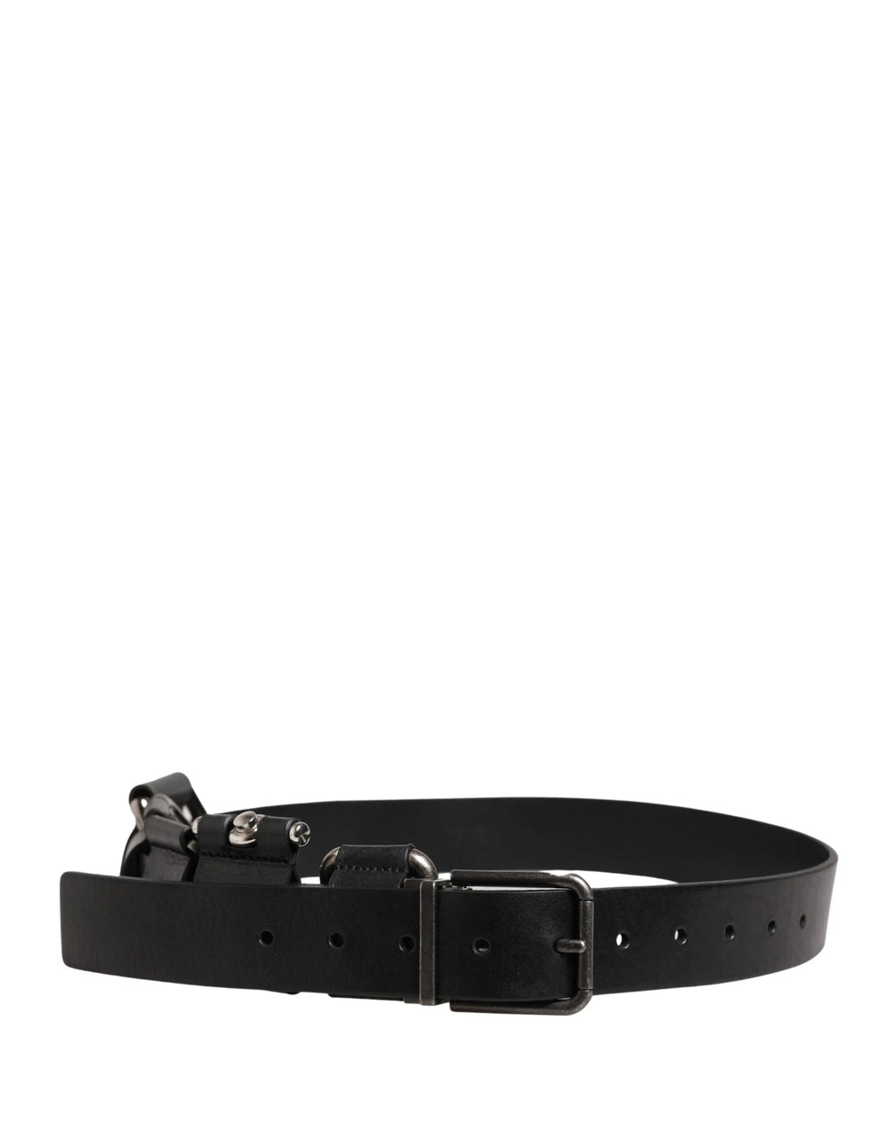 Dolce & Gabbana Black Calf Leather Silver Metal Buckle Belt - 85 cm / 34 Inches