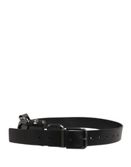 Dolce & Gabbana Black Calf Leather Silver Metal Buckle Belt - 85 cm / 34 Inches