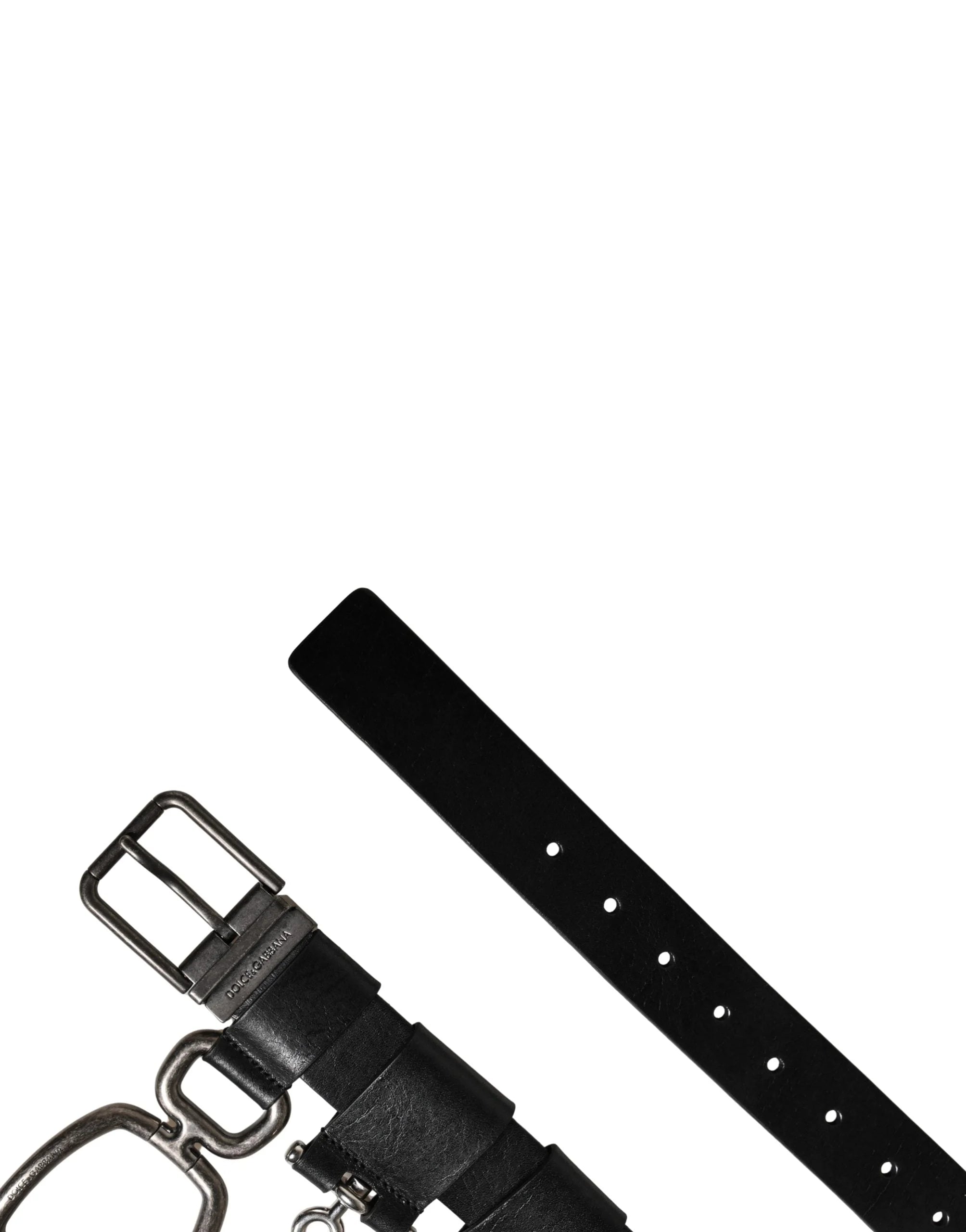Dolce & Gabbana Black Calf Leather Silver Metal Buckle Belt - 85 cm / 34 Inches