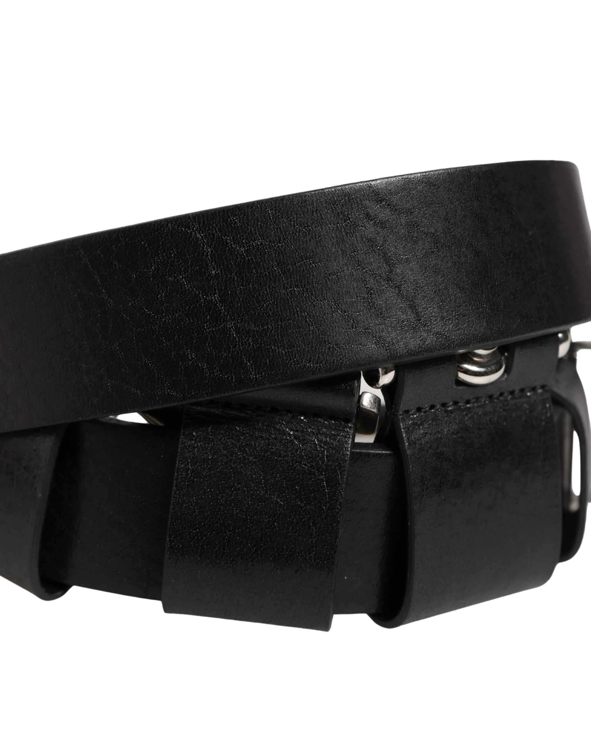 Dolce & Gabbana Black Calf Leather Silver Metal Buckle Belt - 85 cm / 34 Inches