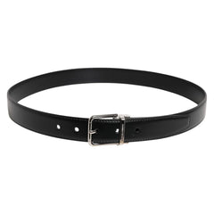 Dolce & Gabbana Black Calf Leather Silver Metal Buckle Belt - 95 cm / 38 Inches - Belts