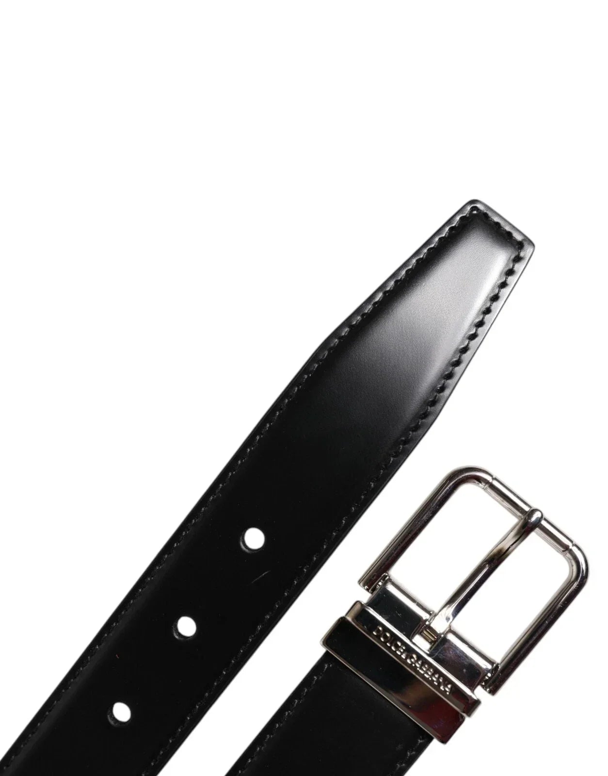 Dolce & Gabbana Black Calf Leather Silver Metal Buckle Belt - 95 cm / 38 Inches - Belts