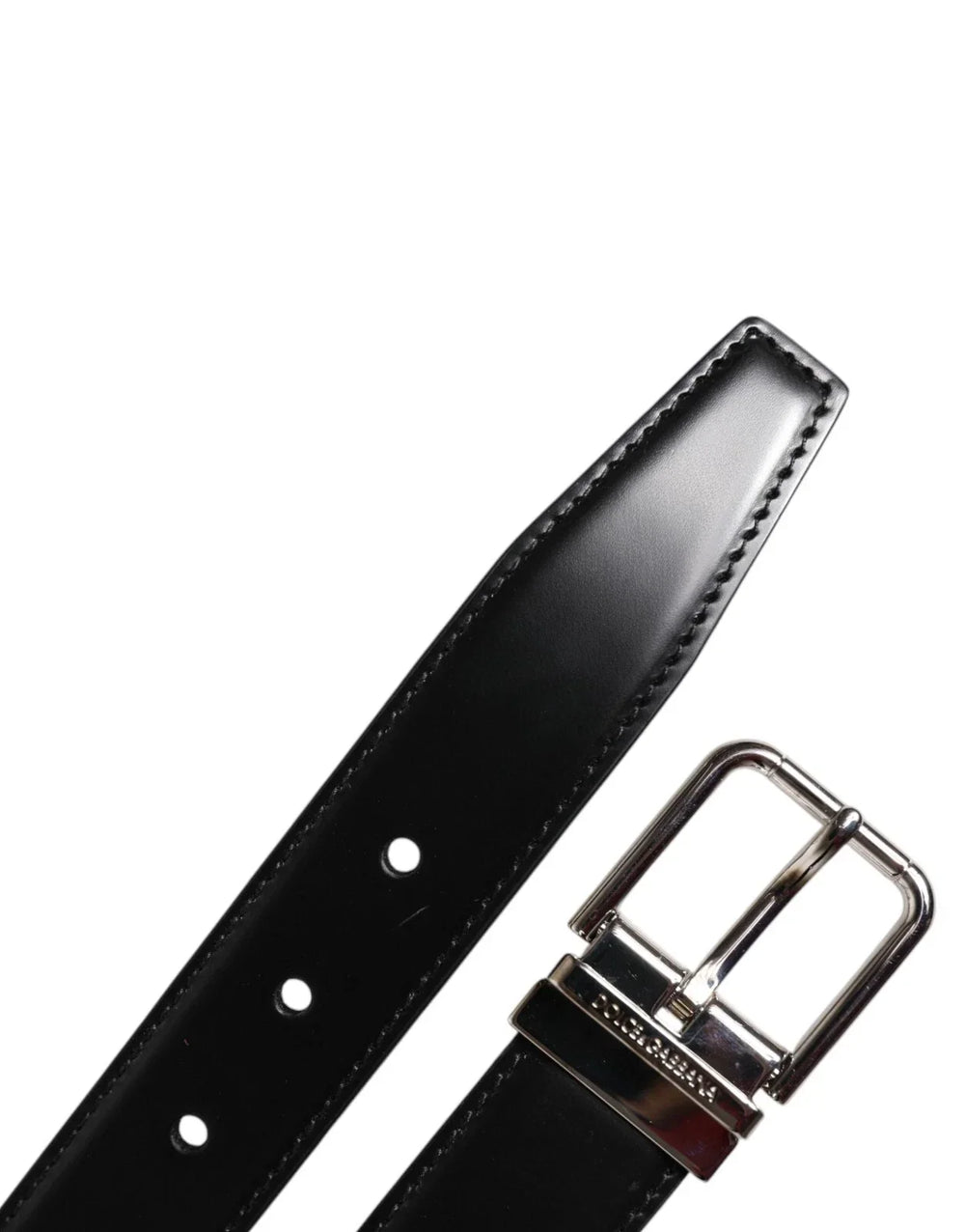 Dolce & Gabbana Black Calf Leather Silver Metal Buckle Belt - 95 cm / 38 Inches - Belts