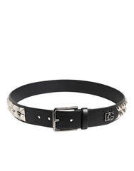 Achterkant van de zwarte leren riem van Dolce & Gabbana, met de strakke afwerking en premium Italiaanse vakmanschap.