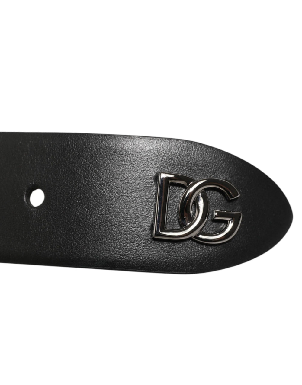 Dolce & Gabbana Black Calf Leather Studded Silver Buckle Belt - Belts
