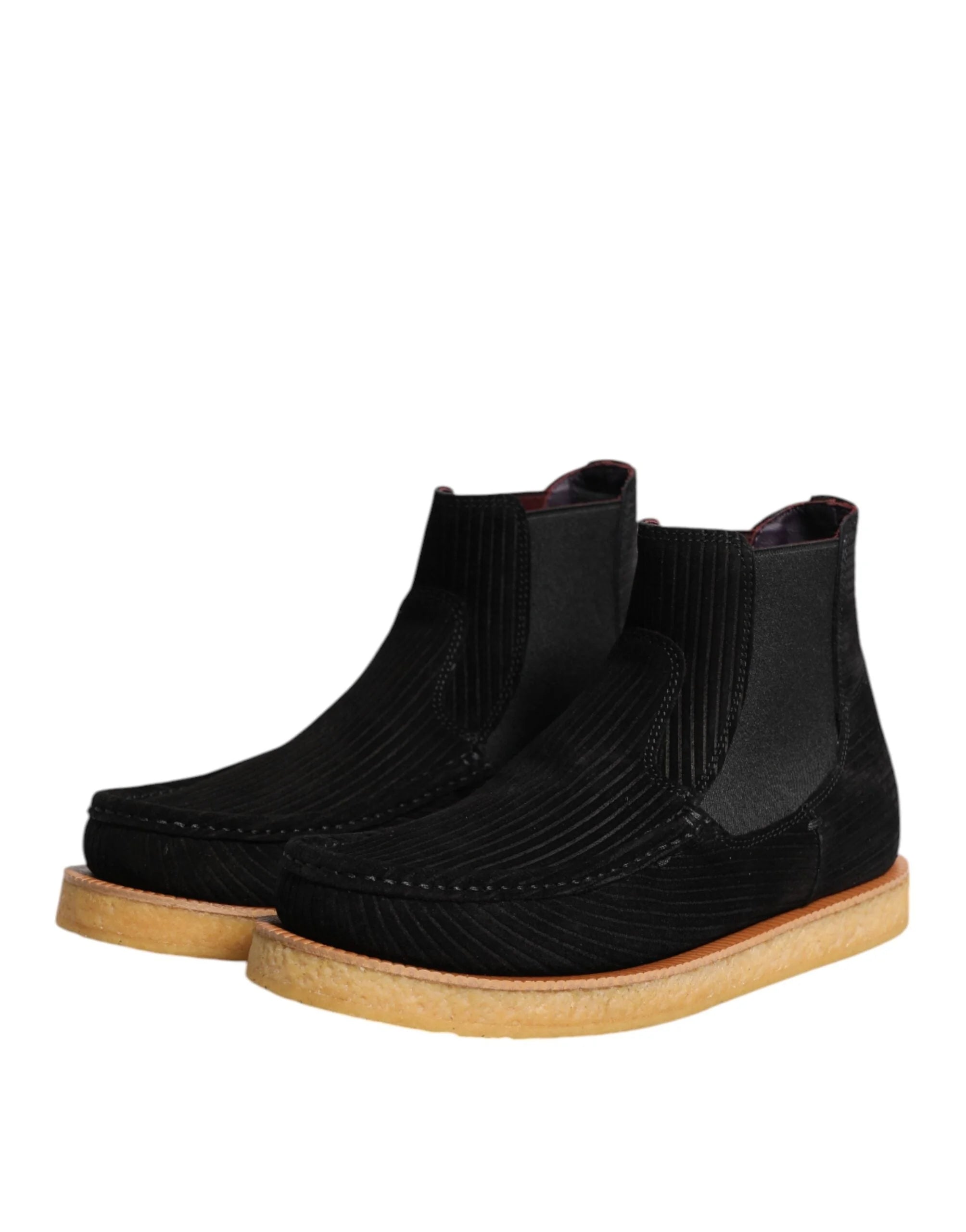 Dolce & Gabbana Black Calf Suede Slip On Ankle Boots Shoes - Boots