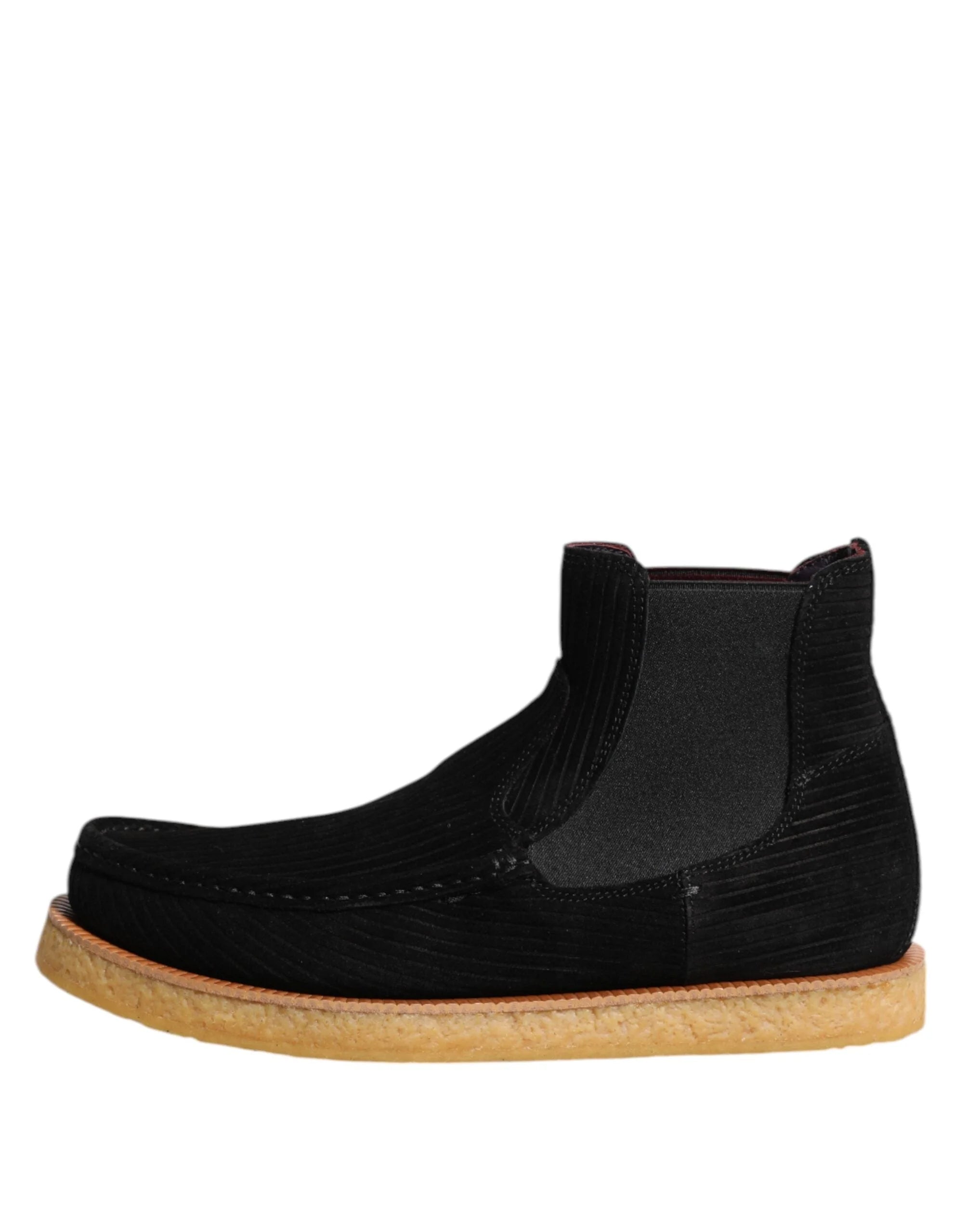 Dolce & Gabbana Black Calf Suede Slip On Ankle Boots Shoes - Boots