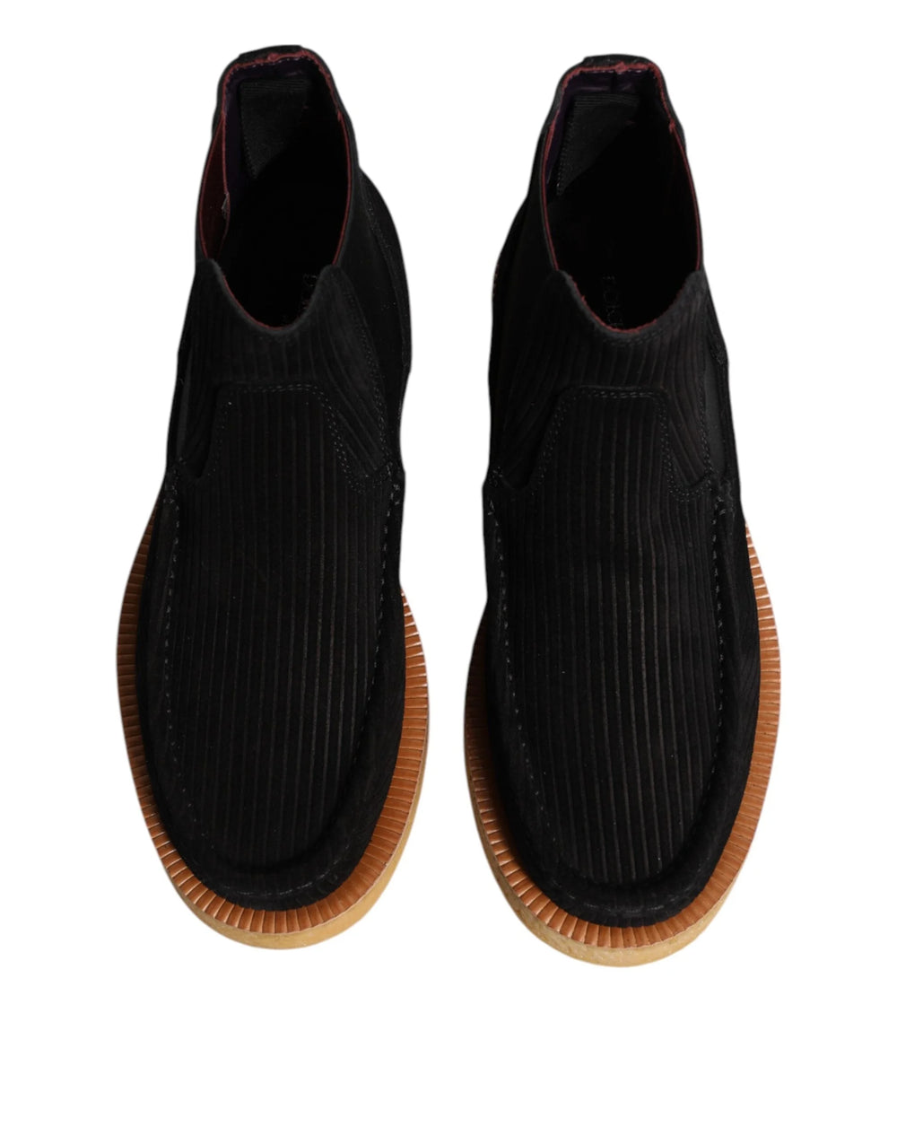 Dolce & Gabbana Black Calf Suede Slip On Ankle Boots Shoes - Boots