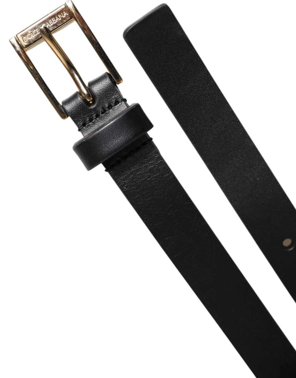 Dolce & Gabbana Black Calfskin Classic Metal Logo Buckle Belt - Belts