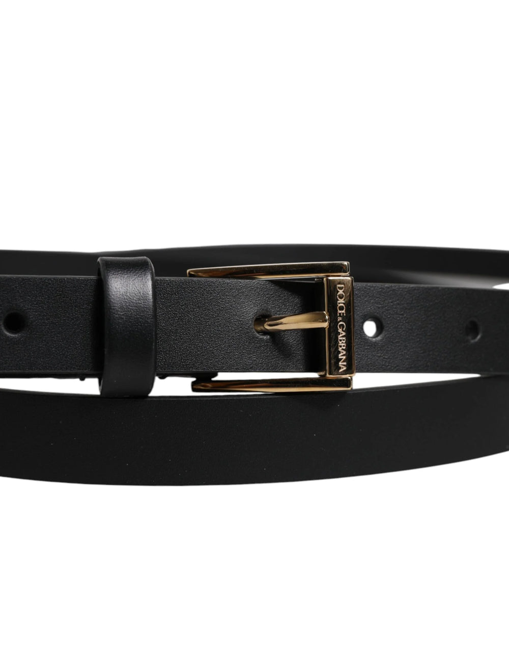 Dolce & Gabbana Black Calfskin Classic Metal Logo Buckle Belt - Belts