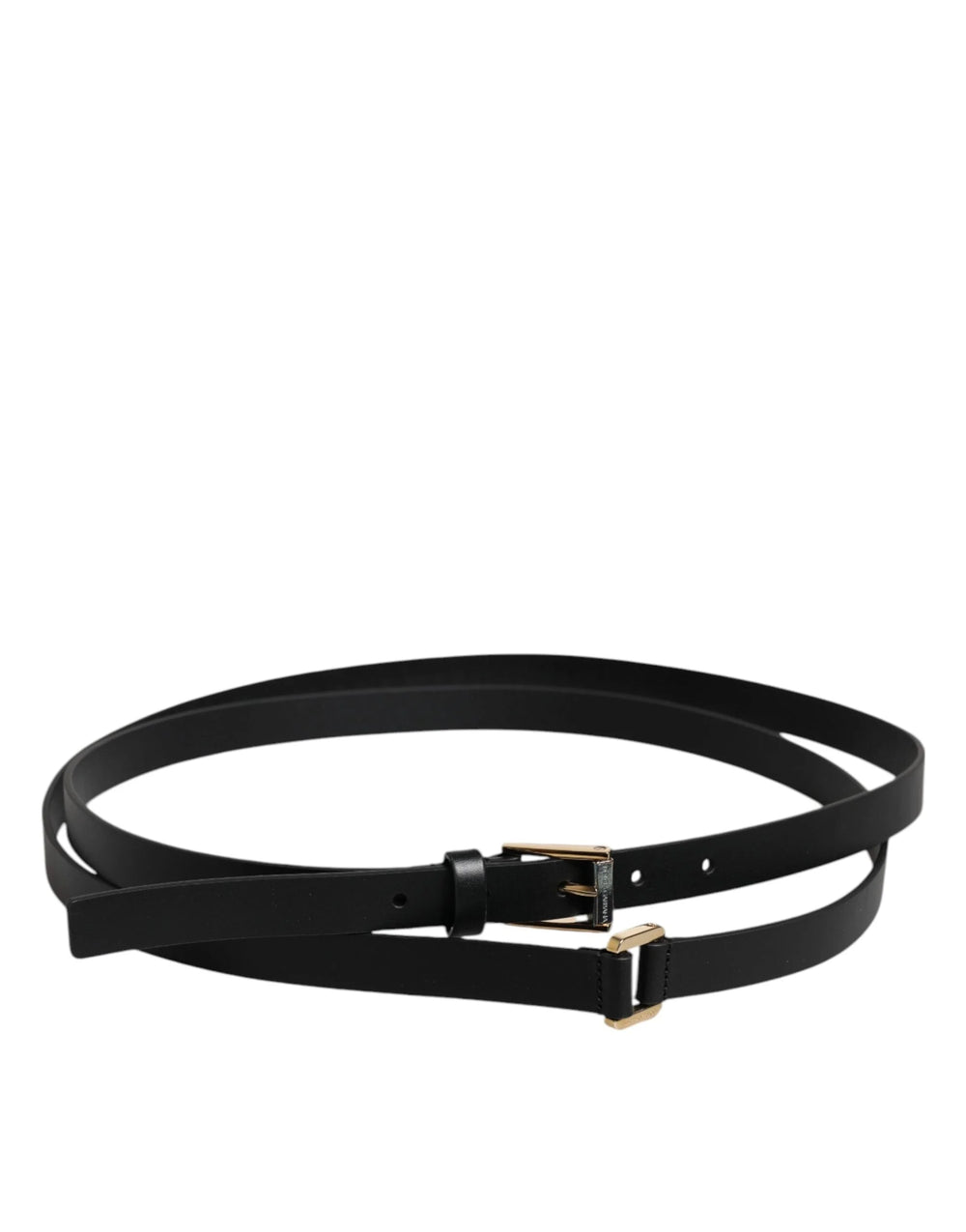 Dolce & Gabbana Black Calfskin Classic Metal Logo Buckle Belt - Belts