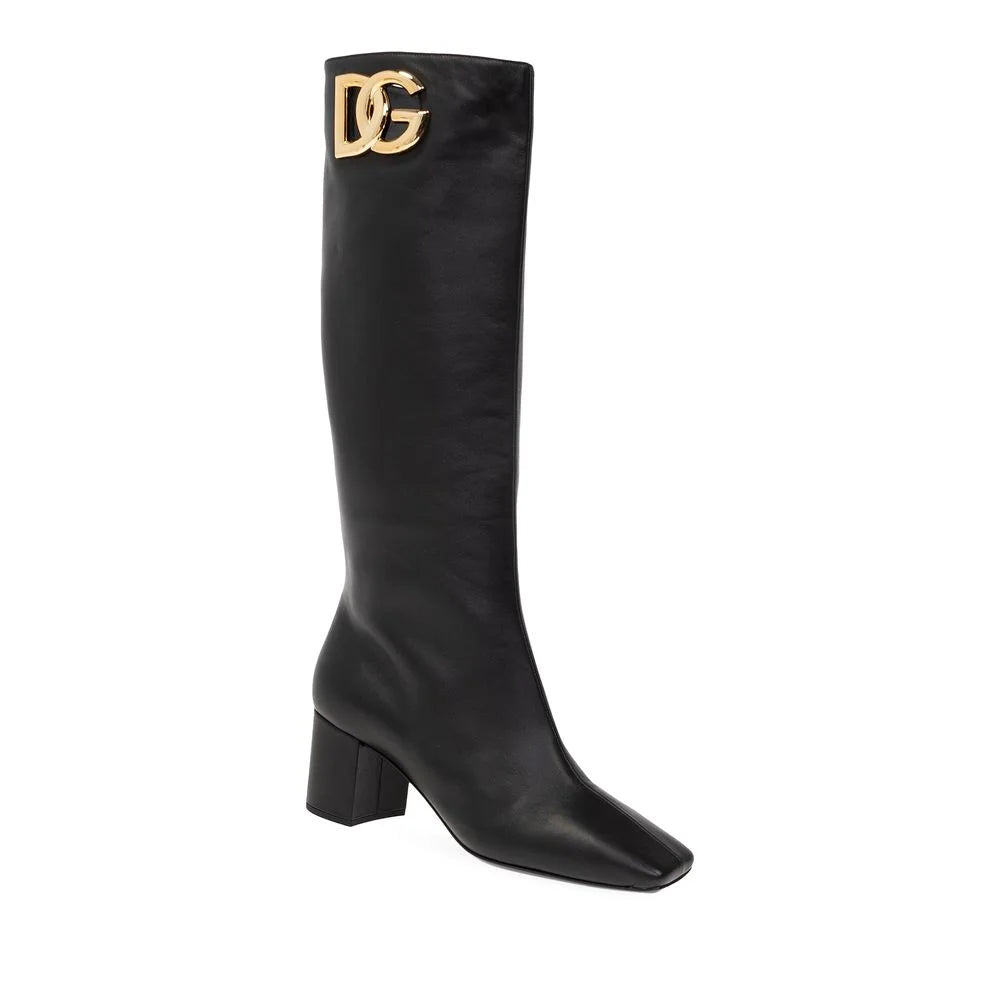 Dolce & Gabbana Black Calfskin High Heel Boots - EU36/US6