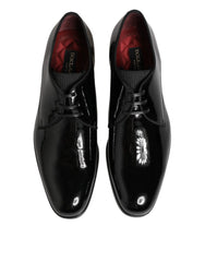 Dolce & Gabbana Black Calfskin Leather Derby Dress Shoes