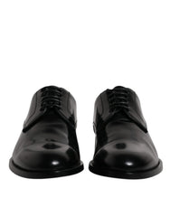 Dolce & Gabbana Black Calfskin Leather Derby Lace Up Formal Dress Shoes - Shoes