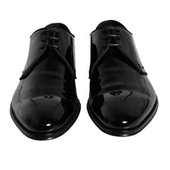 Dolce & Gabbana Black Calfskin Leather Derby Men Dress Shoes - Shoes