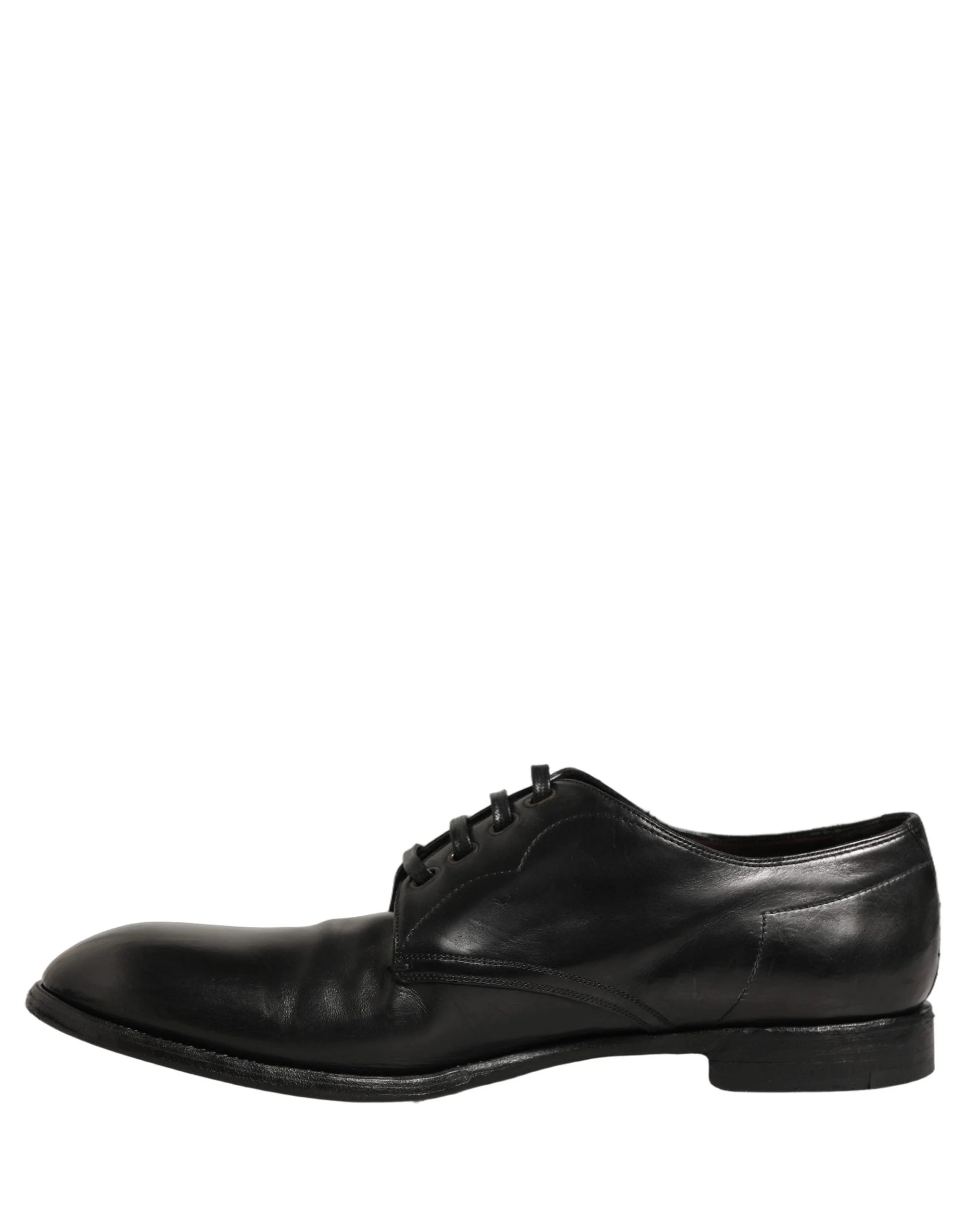 Dolce & Gabbana Black Calfskin Leather Derby Men Dress Shoes