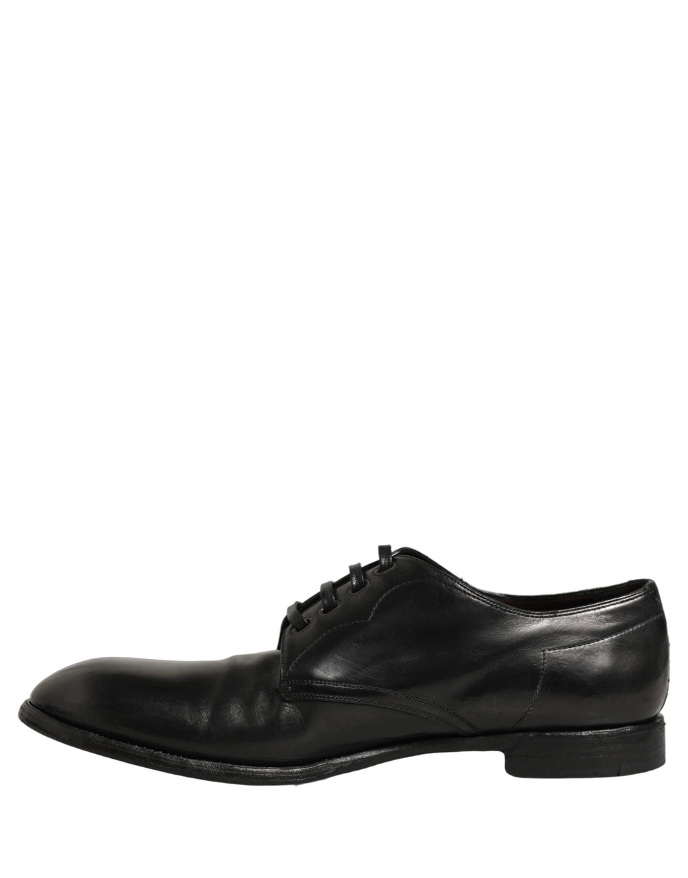Dolce & Gabbana Black Calfskin Leather Derby Men Dress Shoes