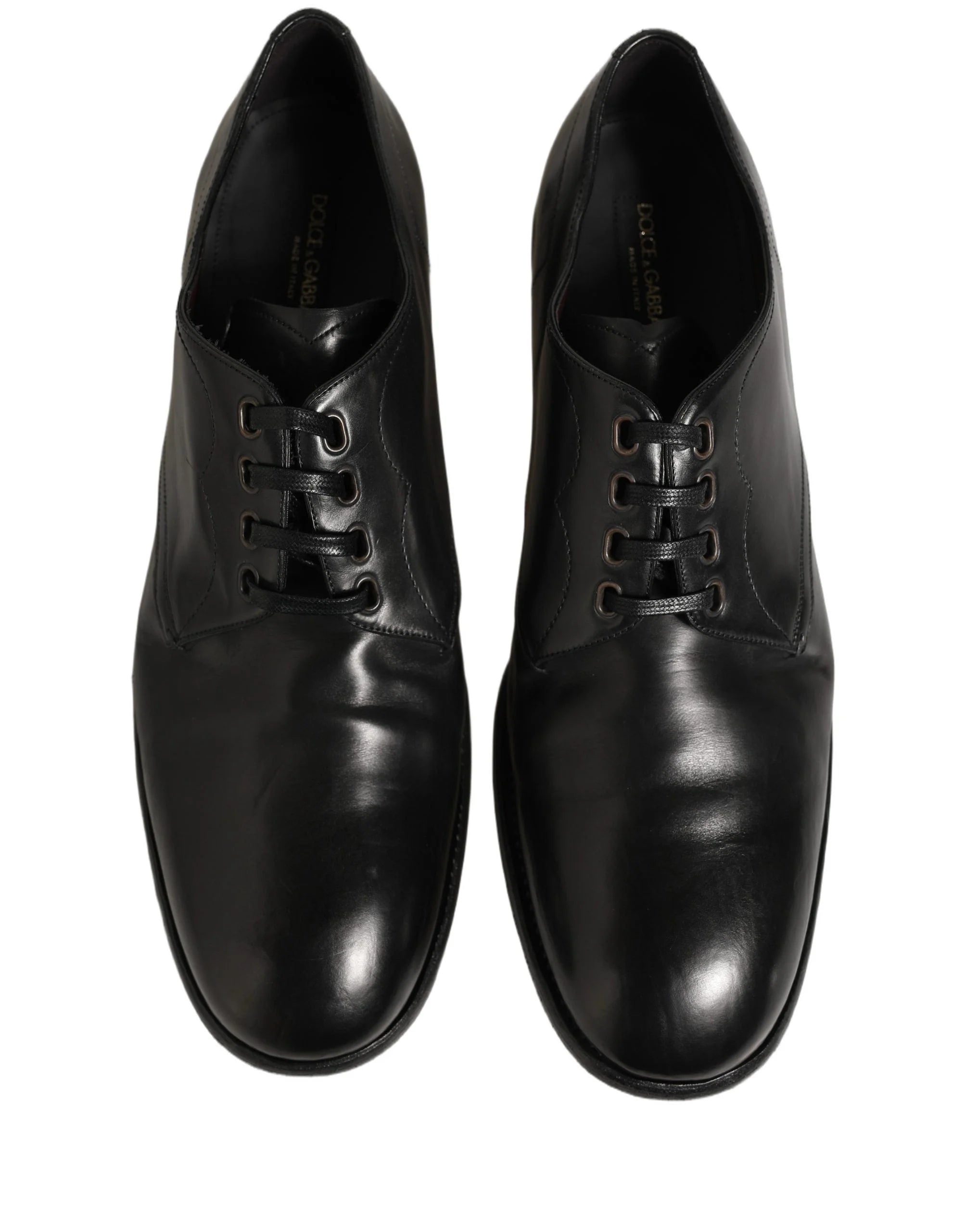 Dolce & Gabbana Black Calfskin Leather Derby Men Dress Shoes
